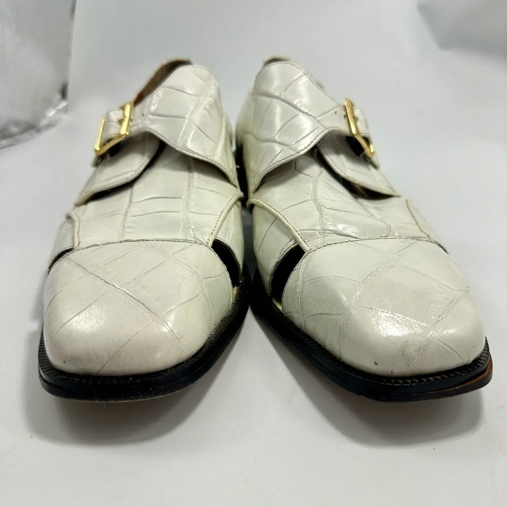Marco Vicci white croc embossed city sandal loafers size 10.5